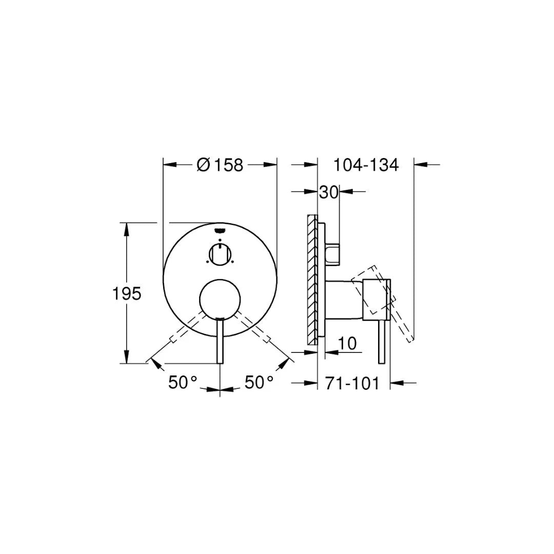 Grohe 3 Way Diverter Atrio 24096003 - Chrome Finish