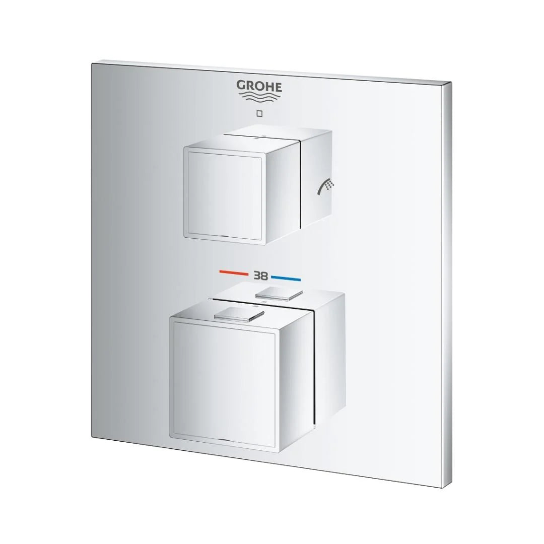 Grohe 2 Way Thermostatic Diverter Grohtherm Cube 24155000 - Chrome Finish