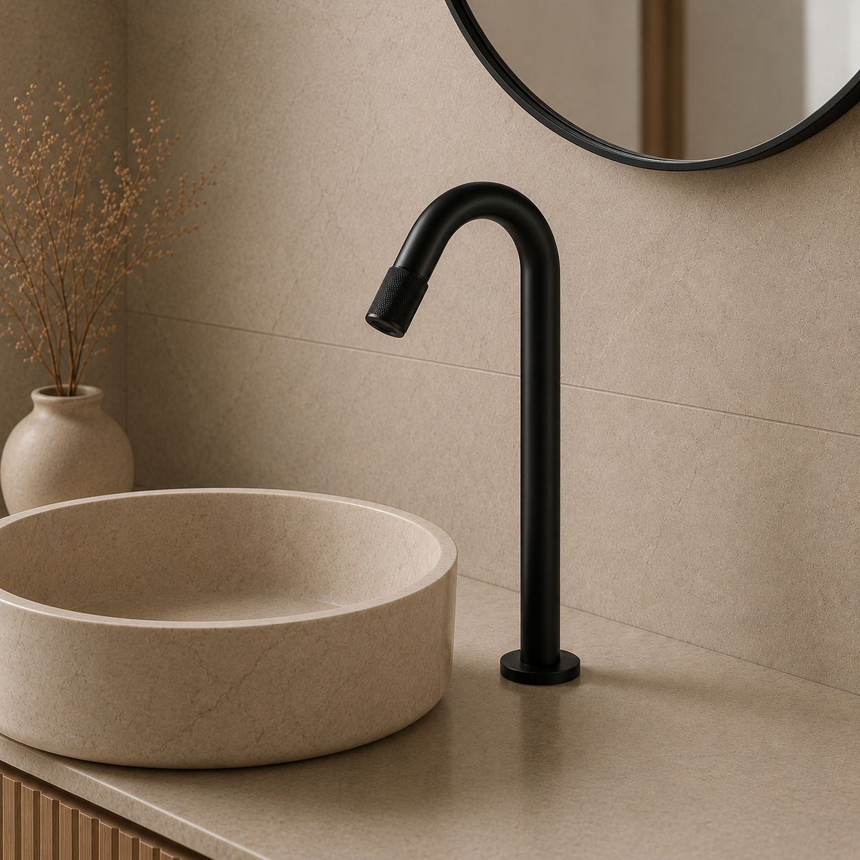 SERVEO MOUTH OPERATED TALL COLD BASIN TAP SV6303-BLACK MATT