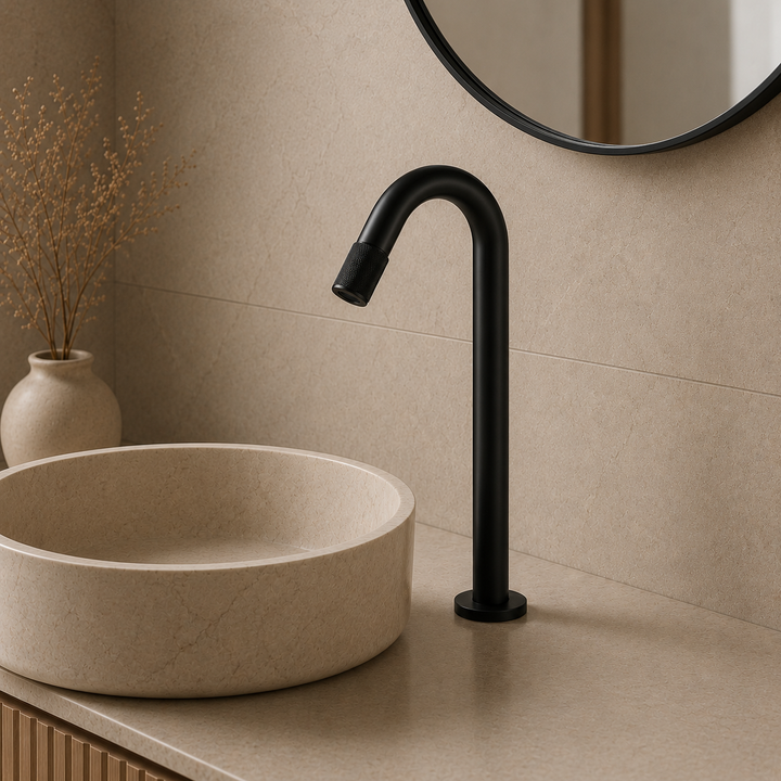 SERVEO MOUTH OPERATED TALL COLD BASIN TAP SV6303-BLACK MATT