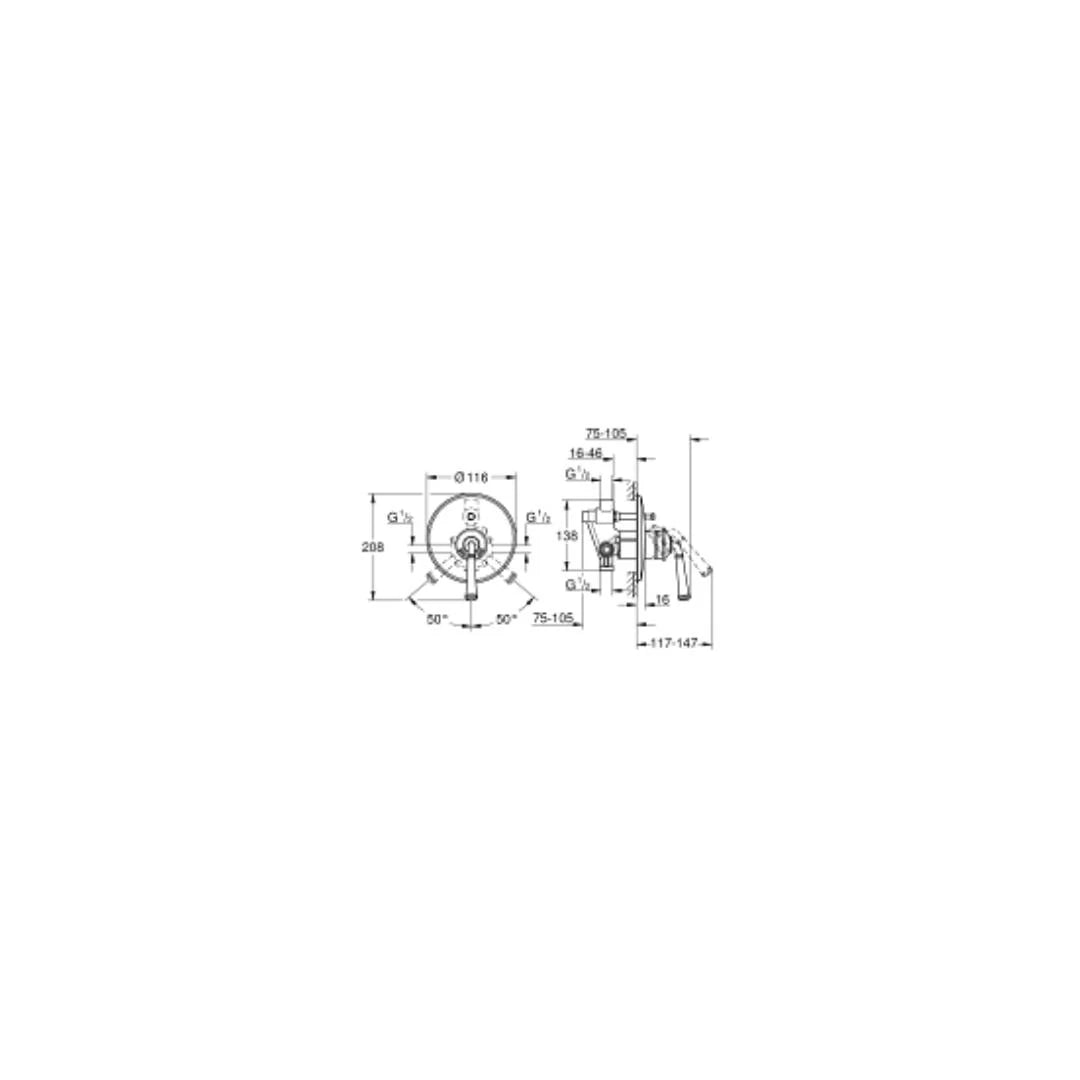 Grohe 2 Way Diverter Gloucester 26360000 - Chrome Finish