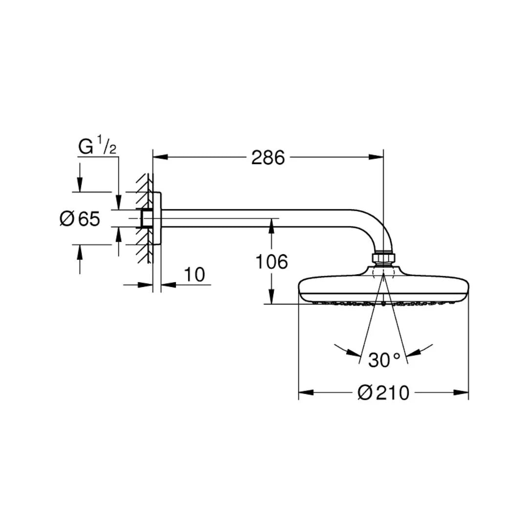 Grohe Single Flow Overhead Shower Tempesta 26411000 - Chrome