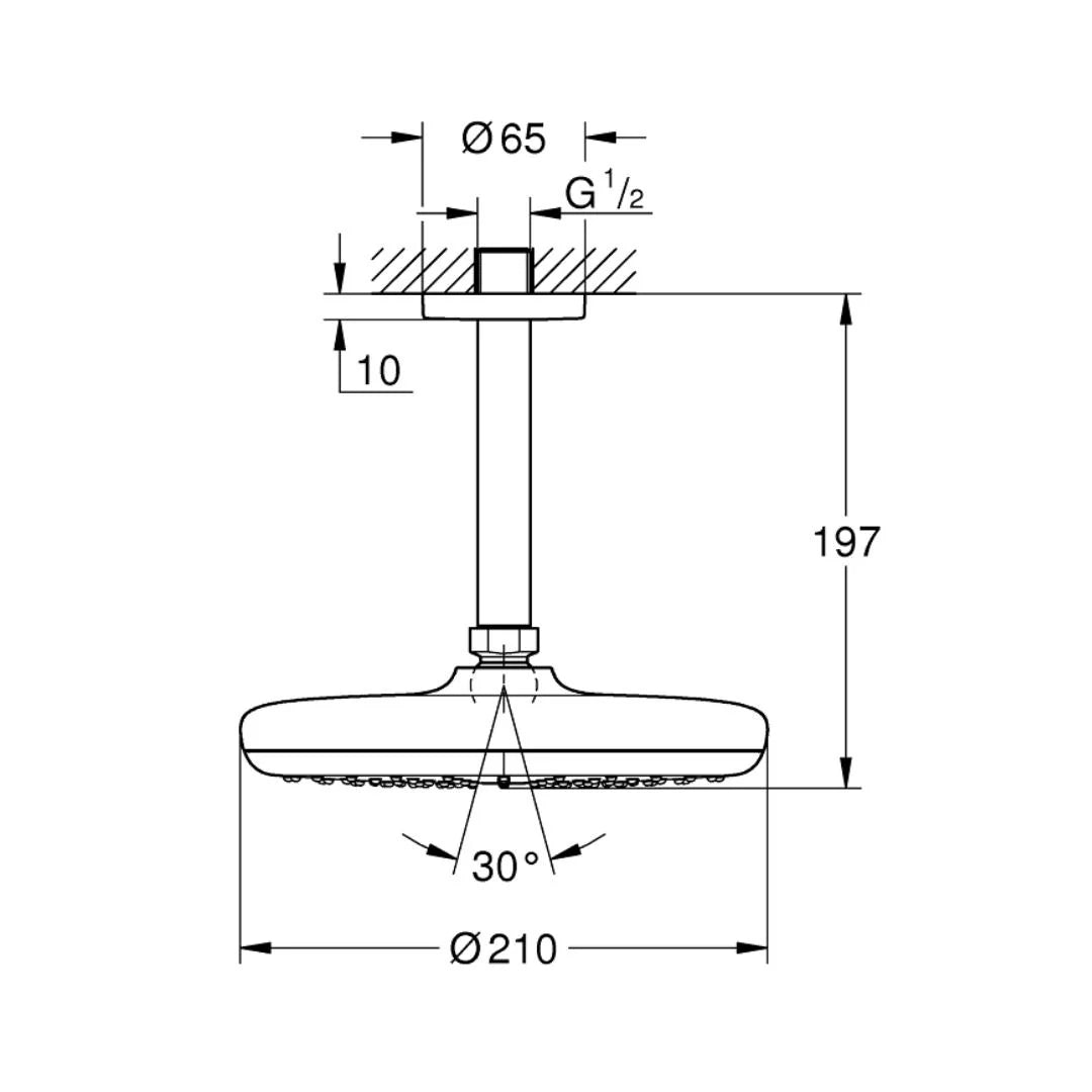 Grohe Single Flow Overhead Shower Tempesta 26413000 - Chrome