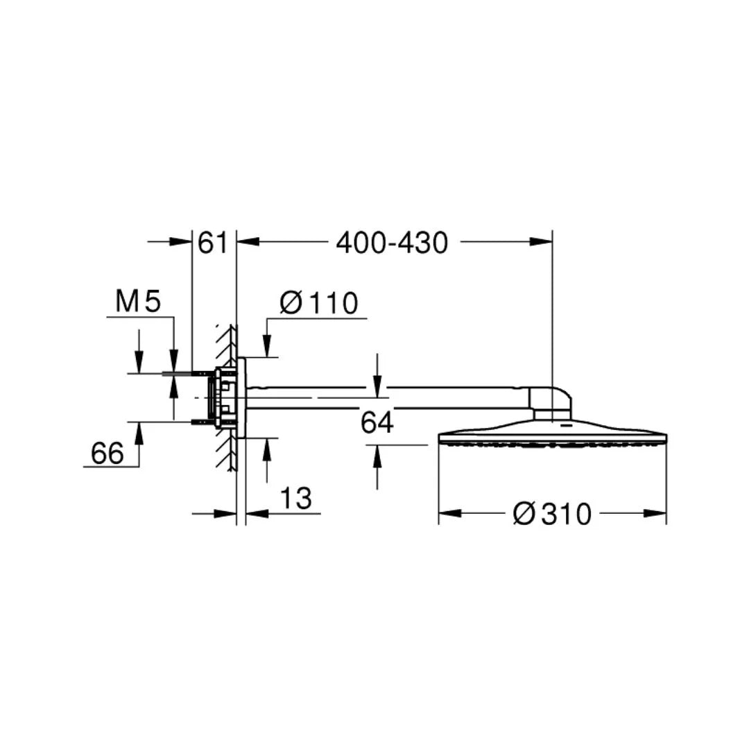 Grohe Multi Flow Overhead Shower Smartactive 26475000 - Chrome