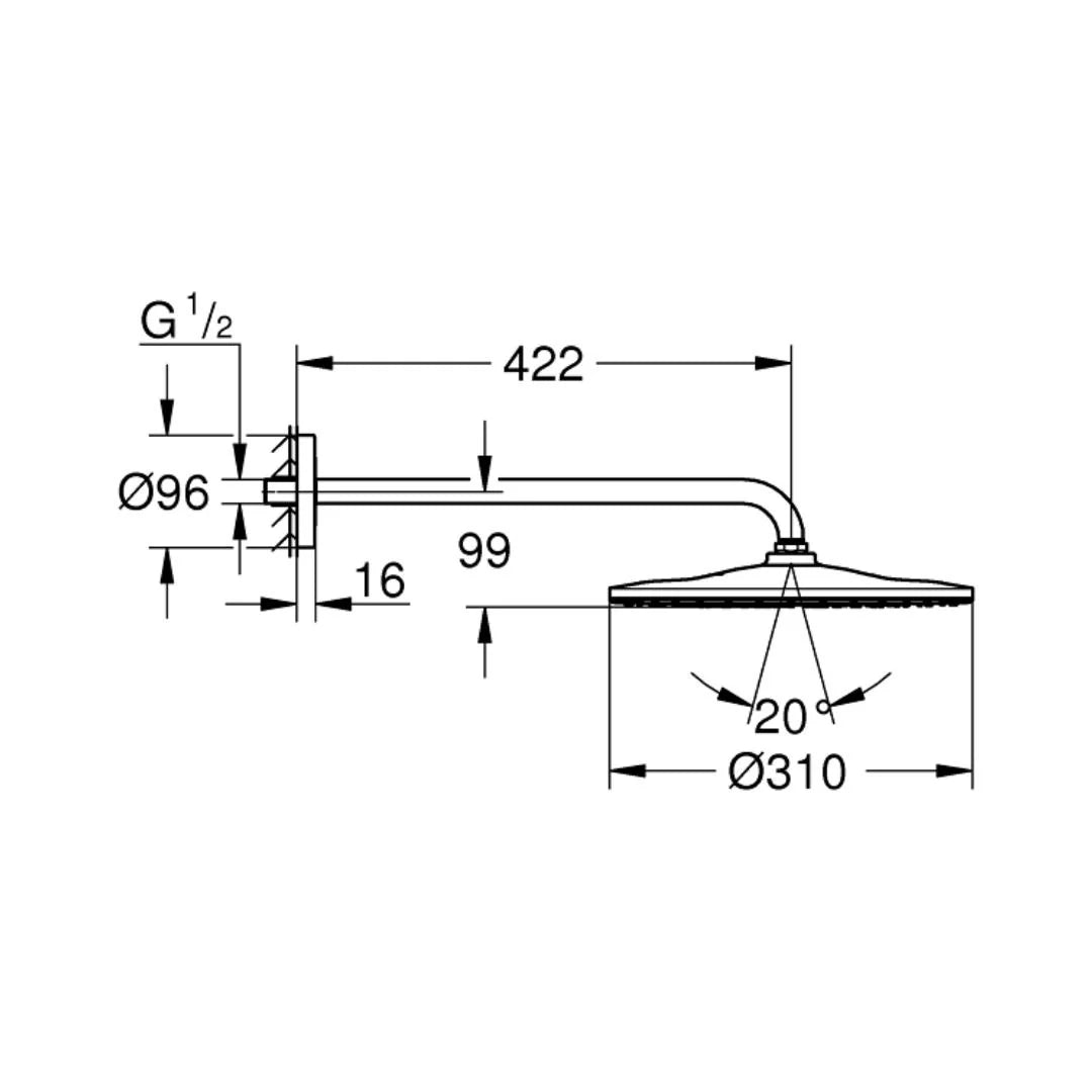 Grohe Single Flow Overhead Shower Mono 26557000 - Chrome