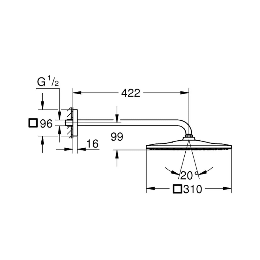 Grohe Single Flow Overhead Shower Mono 26563000 - Chrome
