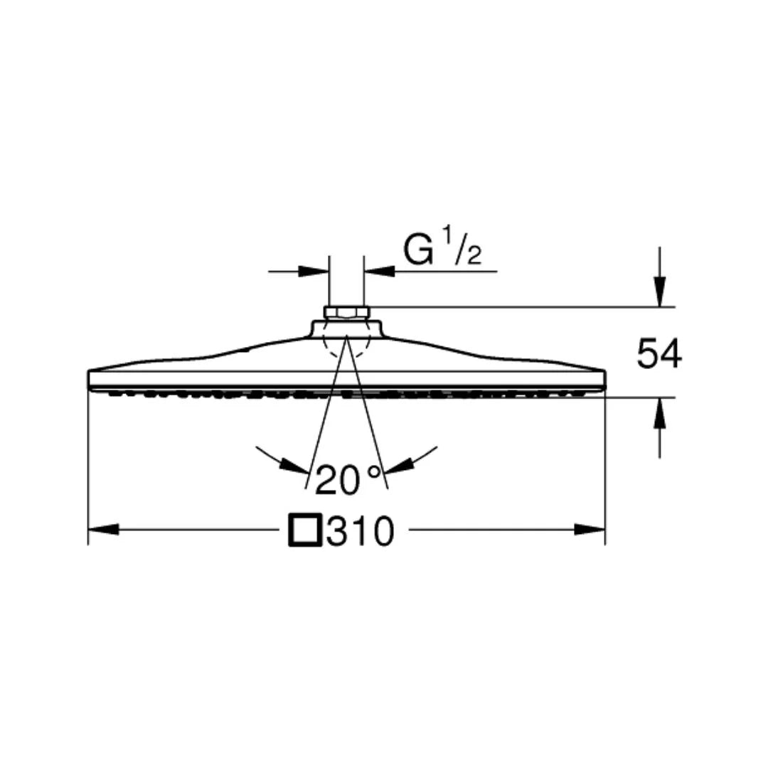 Grohe Single Flow Overhead Shower Mono 26567LS0 - Moon White