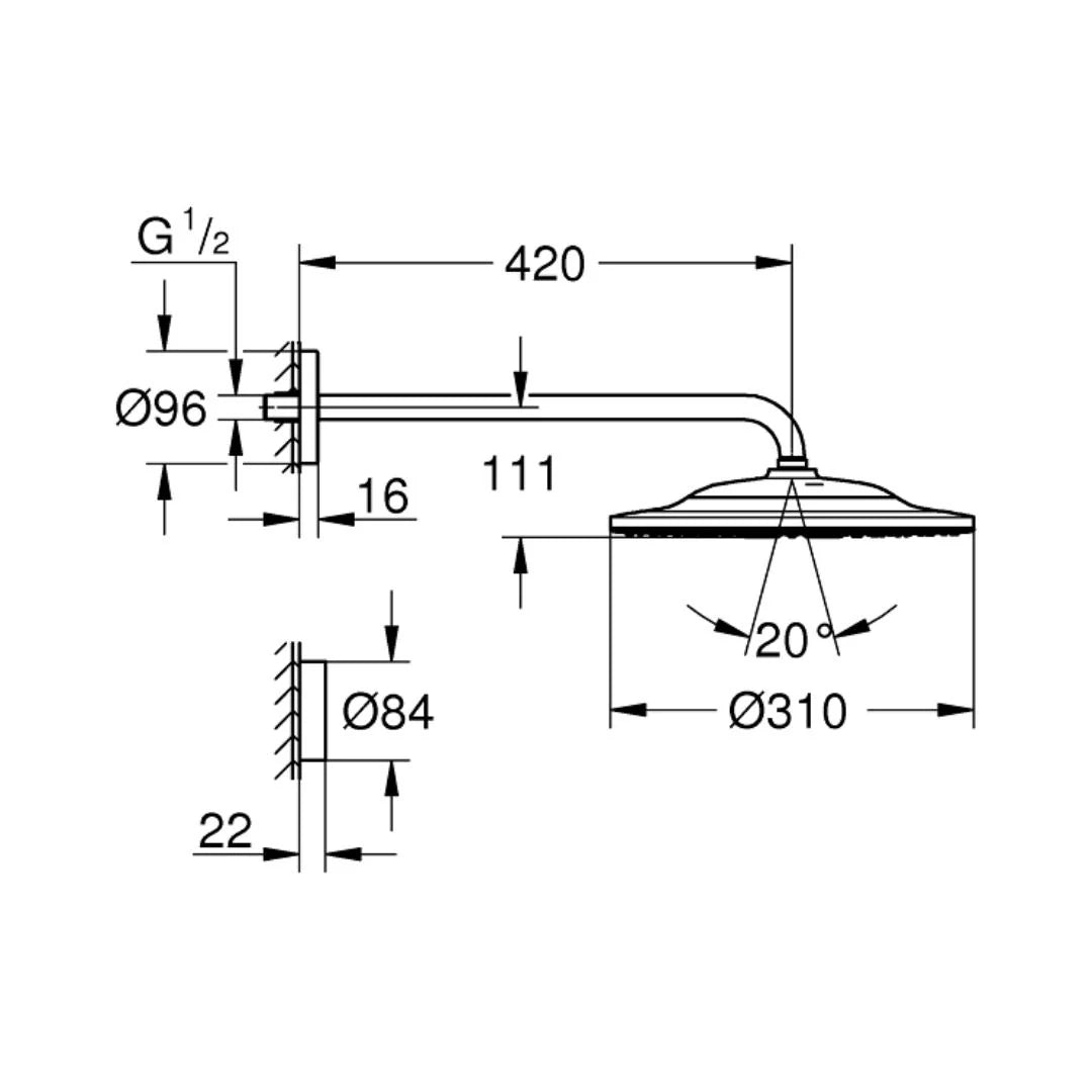 Grohe Multi Flow Overhead Shower Smartconnect 26640000 - Chrome