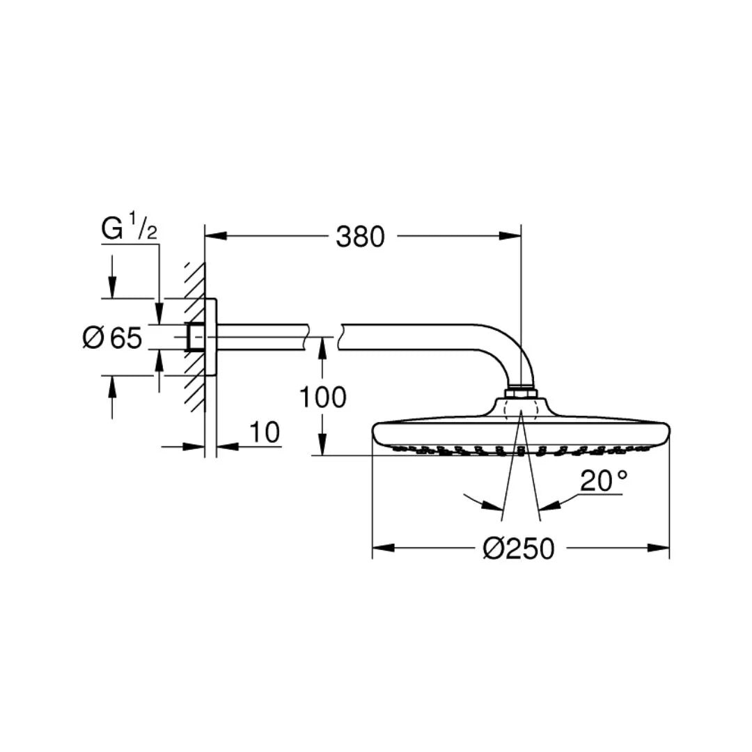 Grohe Single Flow Overhead Shower Tempesta 26663000 - Chrome