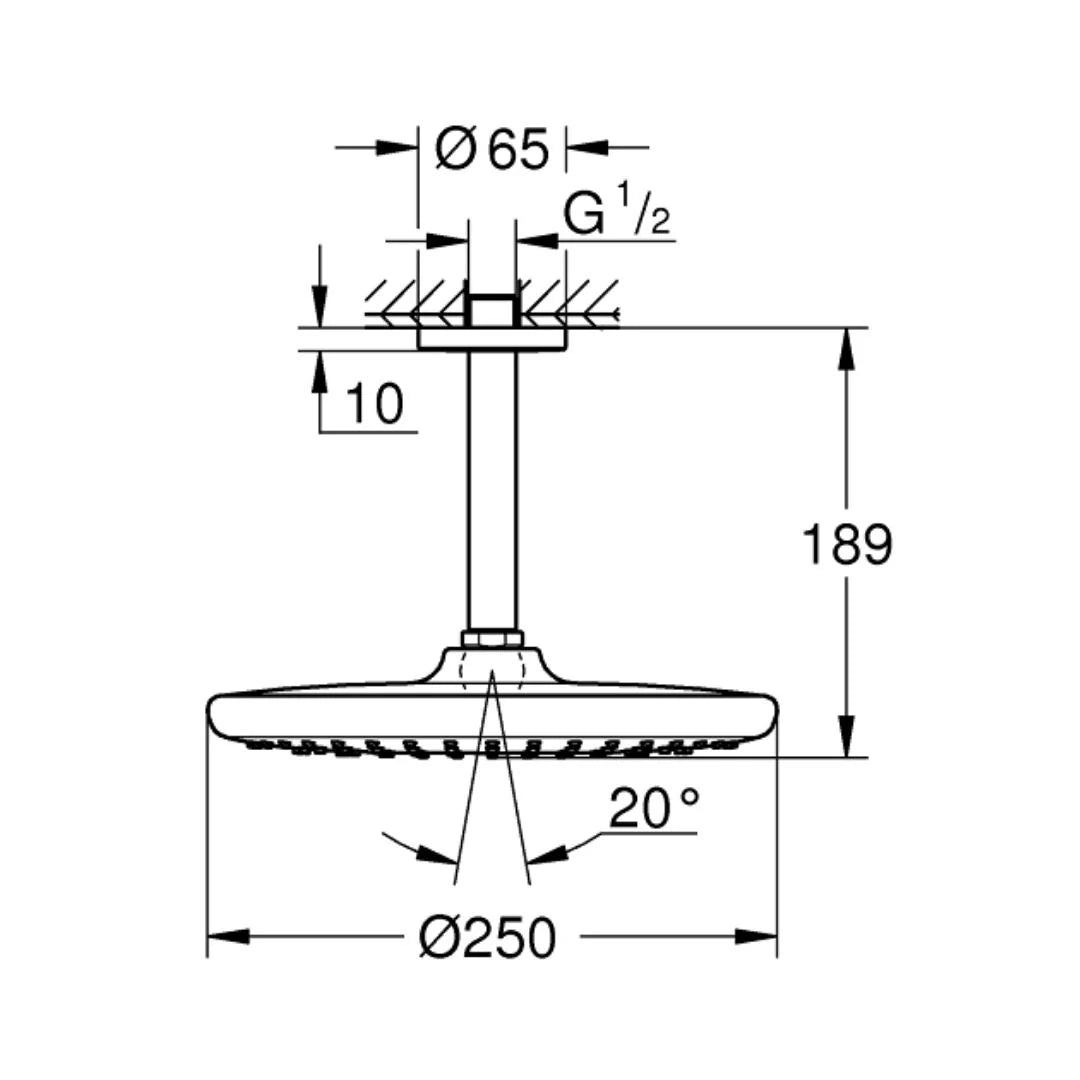 Grohe Single Flow Overhead Shower Tempesta 26664000 - Chrome