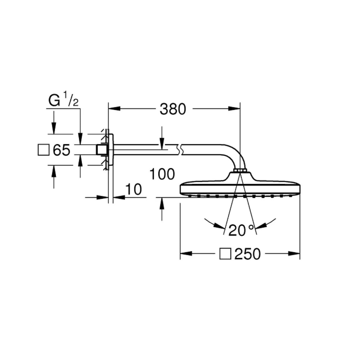Grohe Single Flow Overhead Shower Tempesta 26682000 - Chrome
