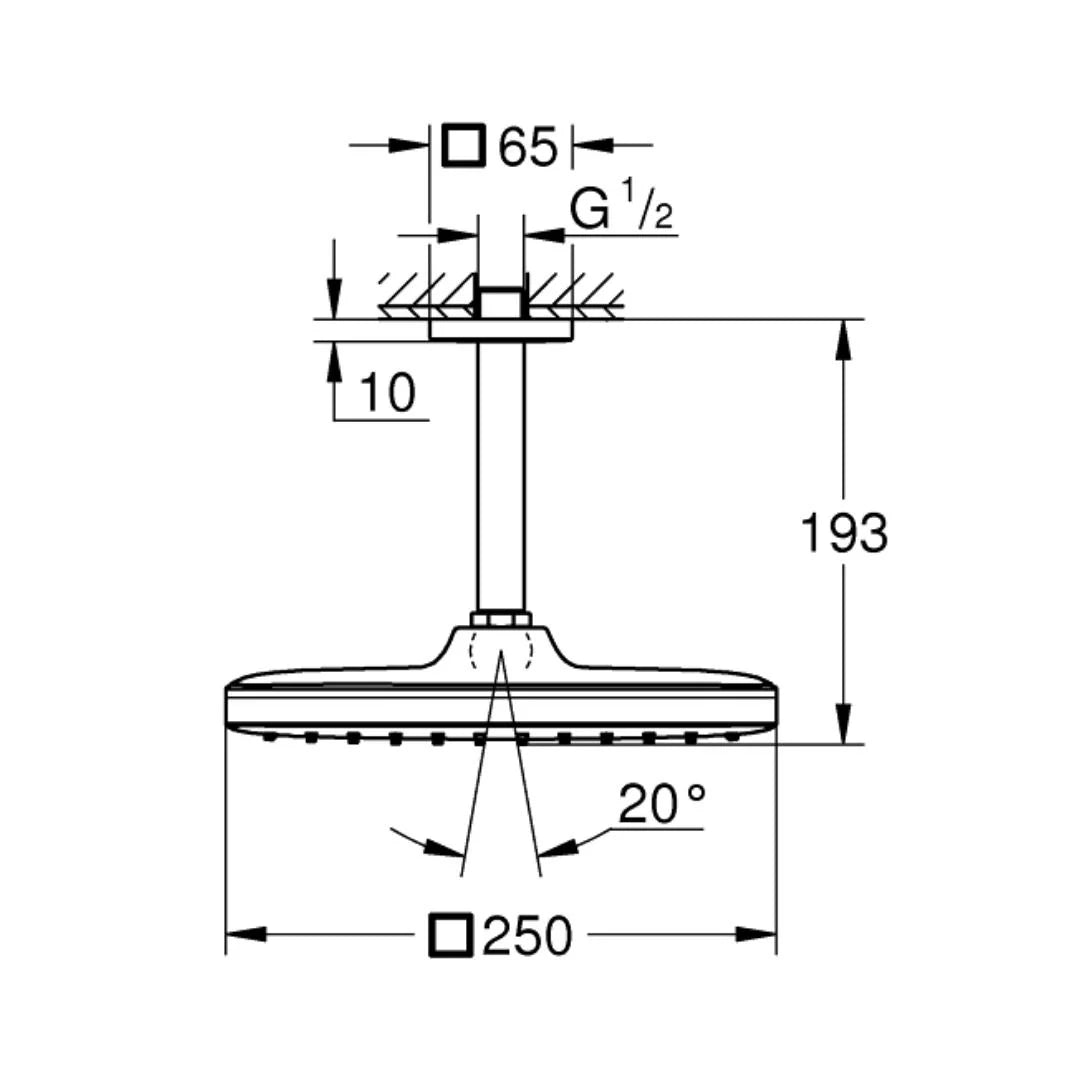 Grohe Single Flow Overhead Shower Tempesta 26683000 - Chrome