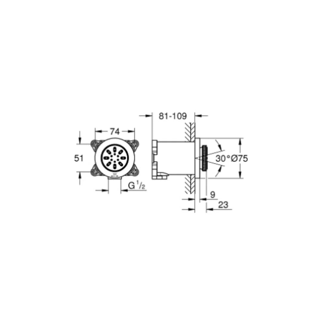 Grohe Multi Flow Body Shower Aqua 26801A00 - Hard Graphite