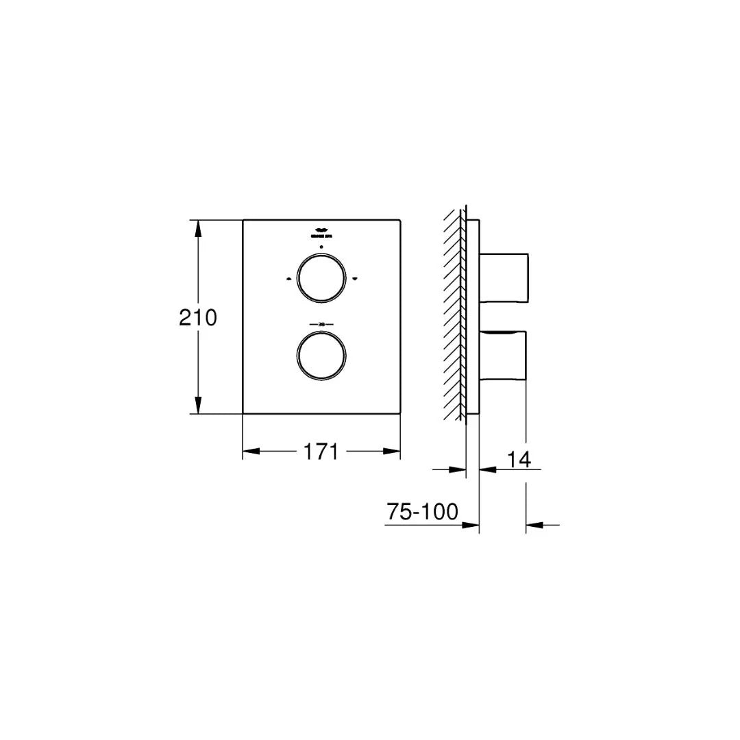 Grohe 3 Way Thermostatic Diverter Grohtherm F 27618000 - Chrome Finish