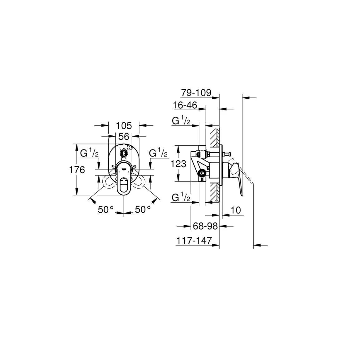 Grohe 2 Way Diverter Bauloop 29041000 - Chrome Finish