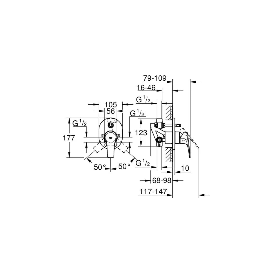 Grohe 2 Way Diverter Bauflow 29045000 - Chrome Finish