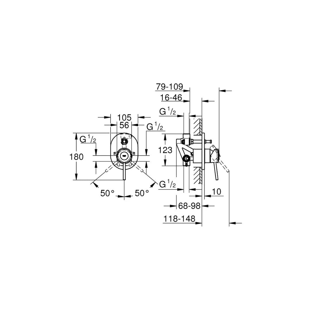 Grohe 2 Way Diverter Bauclassic 29047000 - Chrome Finish
