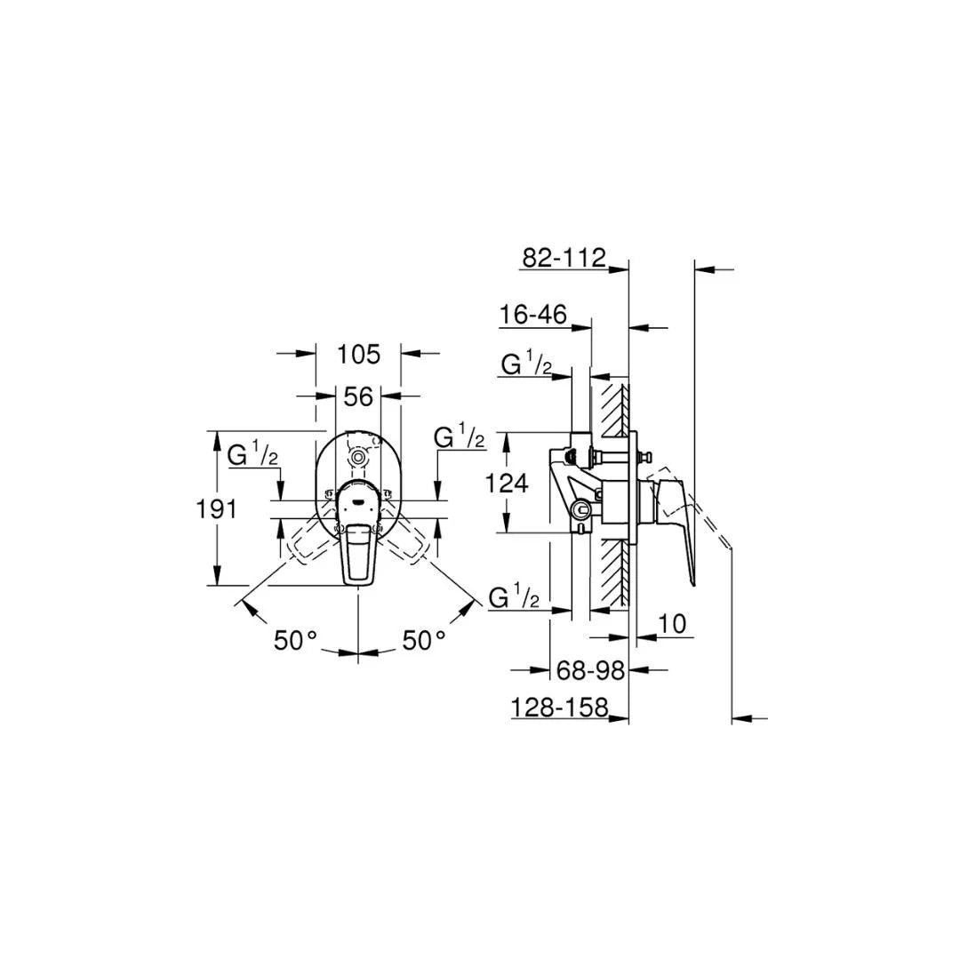 Grohe 2 Way Diverter Bauloop 29062001 - Chrome Finish