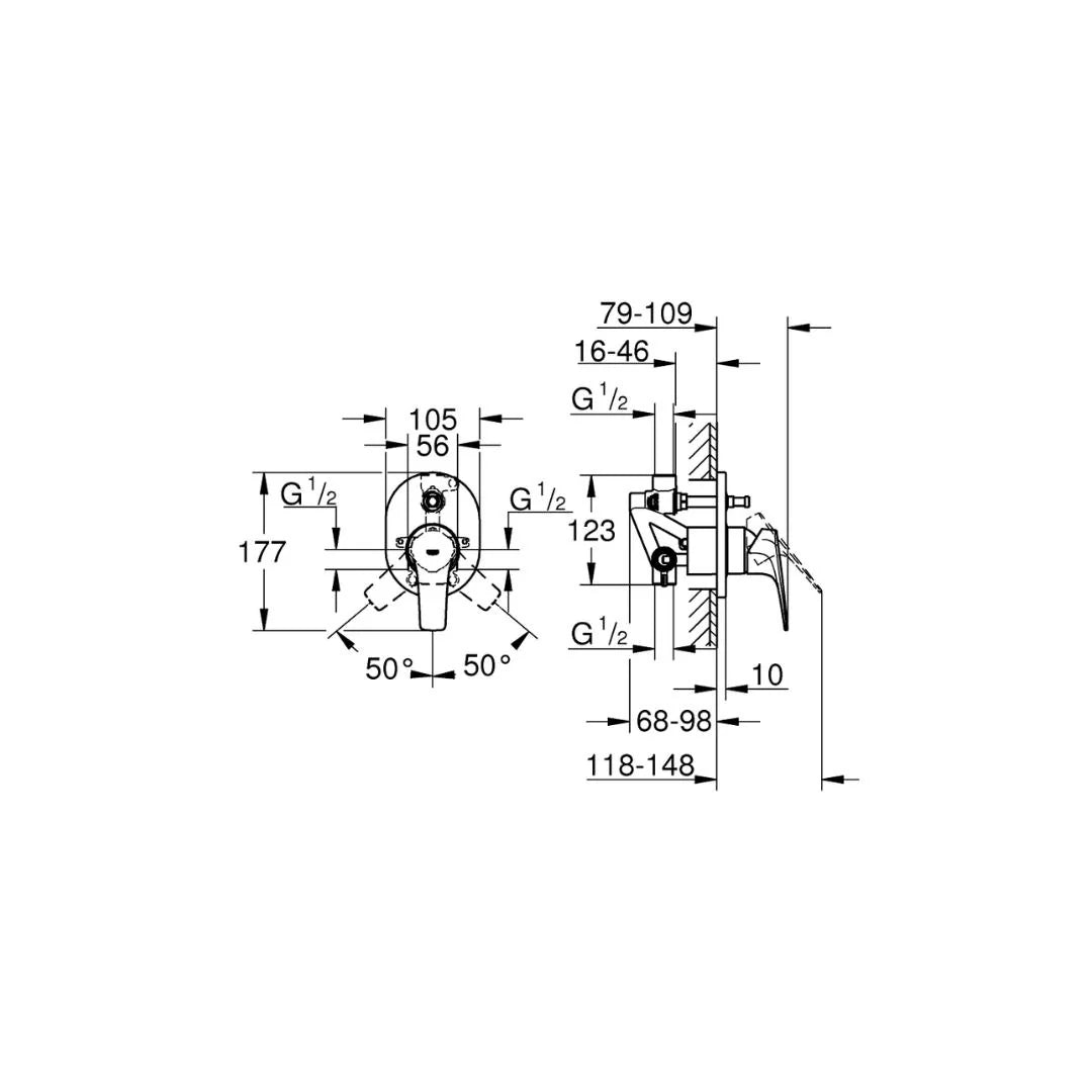 Grohe 2 Way Diverter Bauflow 29065000 - Chrome Finish