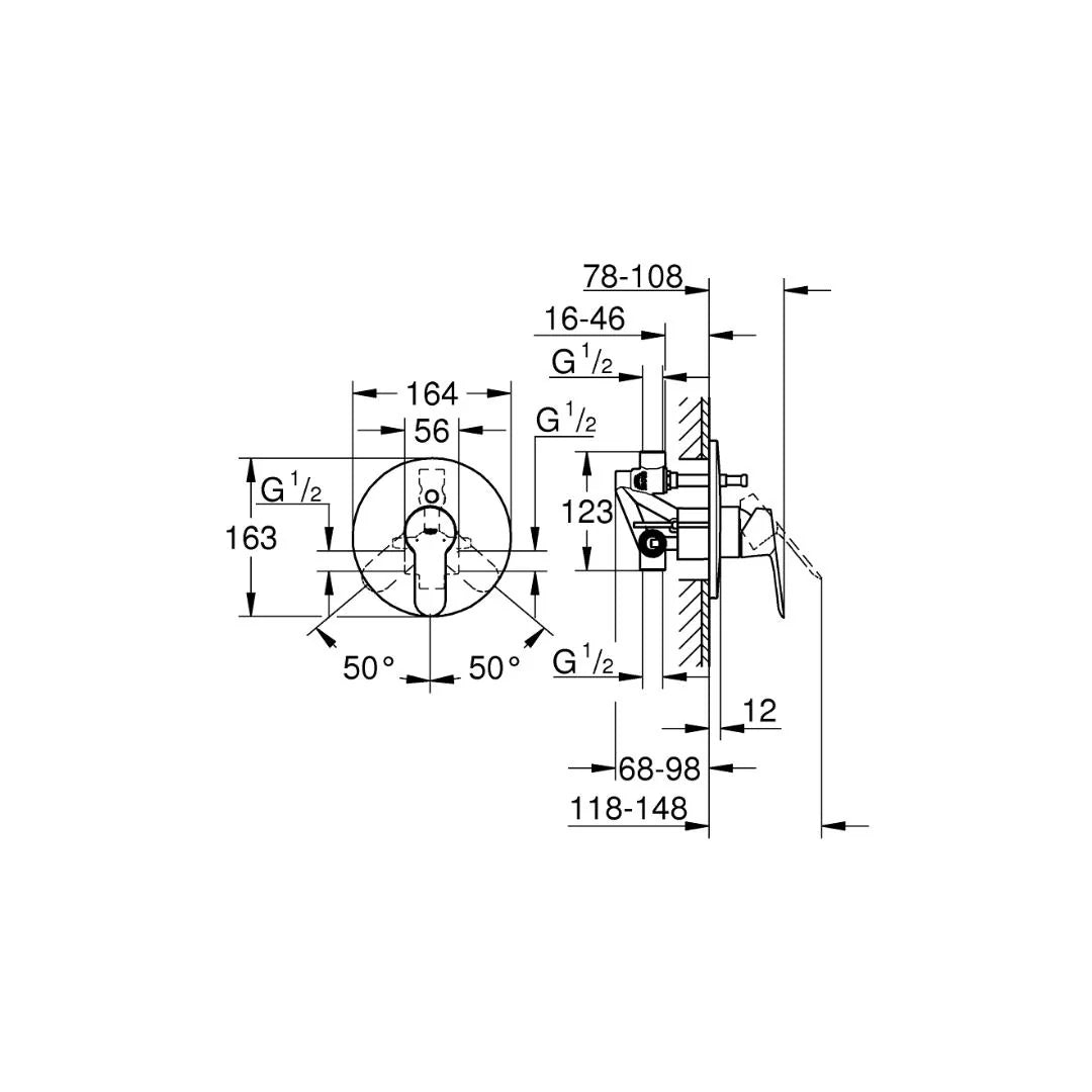 Grohe 2 Way Diverter Bauedge 29079000 - Chrome Finish