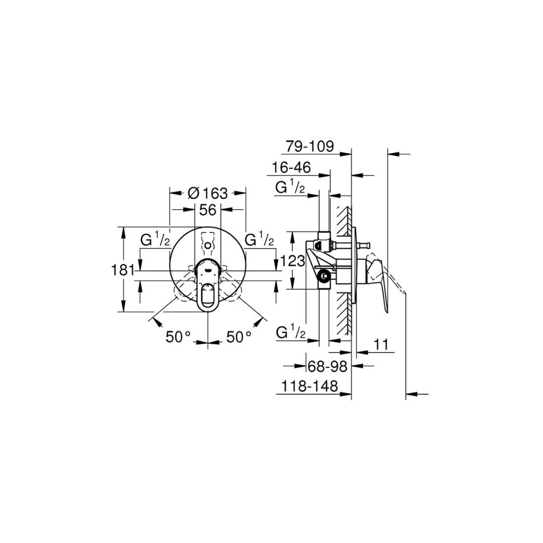 Grohe 2 Way Diverter Bauloop 29081000 - Chrome Finish