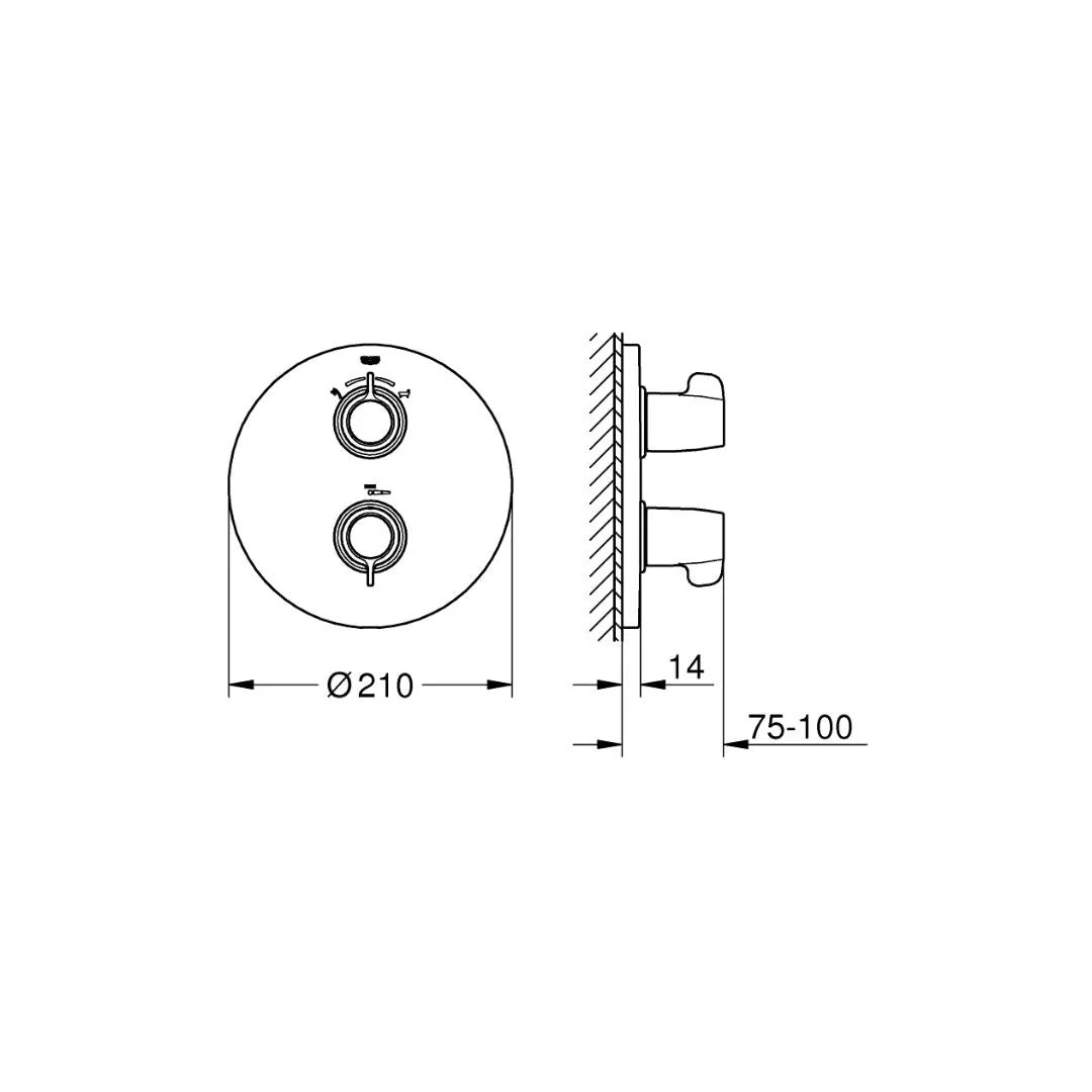 Grohe 3 Way Thermostatic Diverter Grohtherm Special 29095000 - Chrome Finish