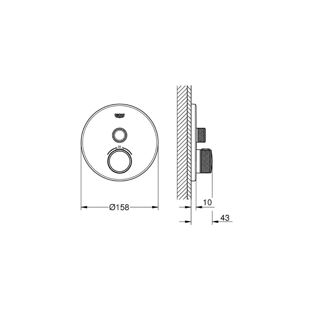 Grohe 1 Way Thermostatic Diverter Smartcontrol 29118000 - Chrome Finish