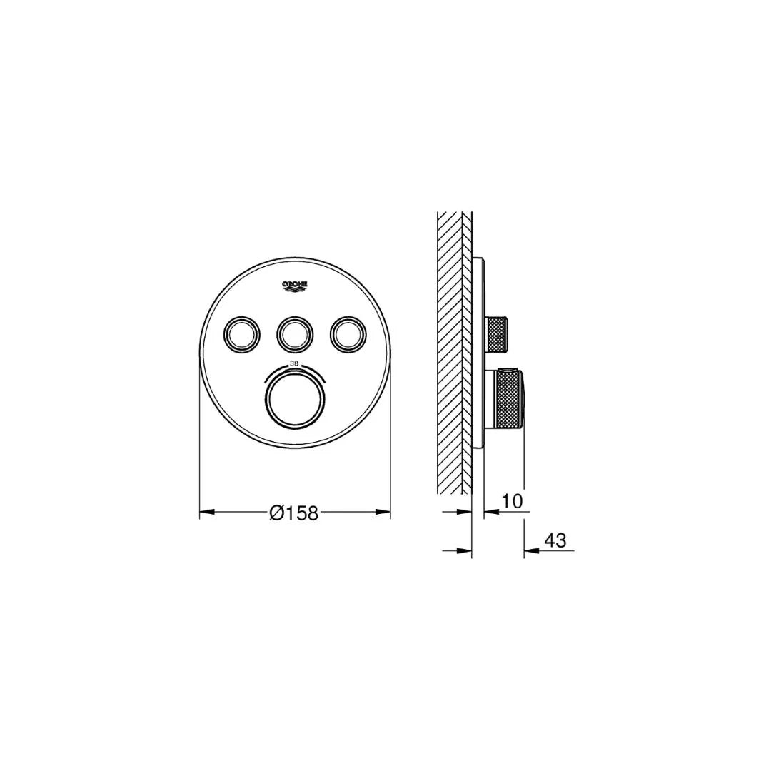 Grohe 3 Way Thermostatic Diverter Smartcontrol 29121000 - Chrome Finish