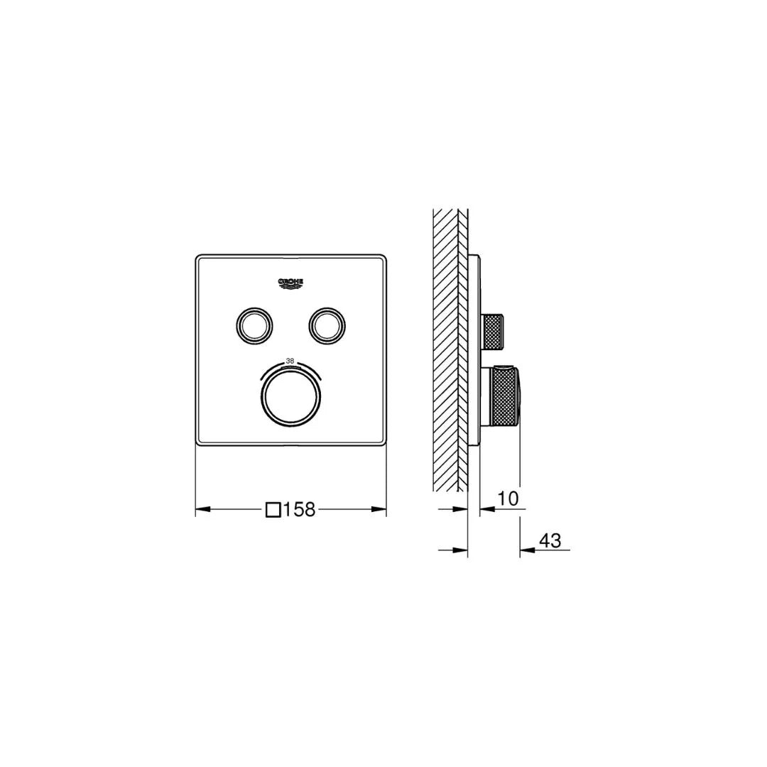 Grohe 2 Way Thermostatic Diverter Smartcontrol 29124000 - Chrome Finish