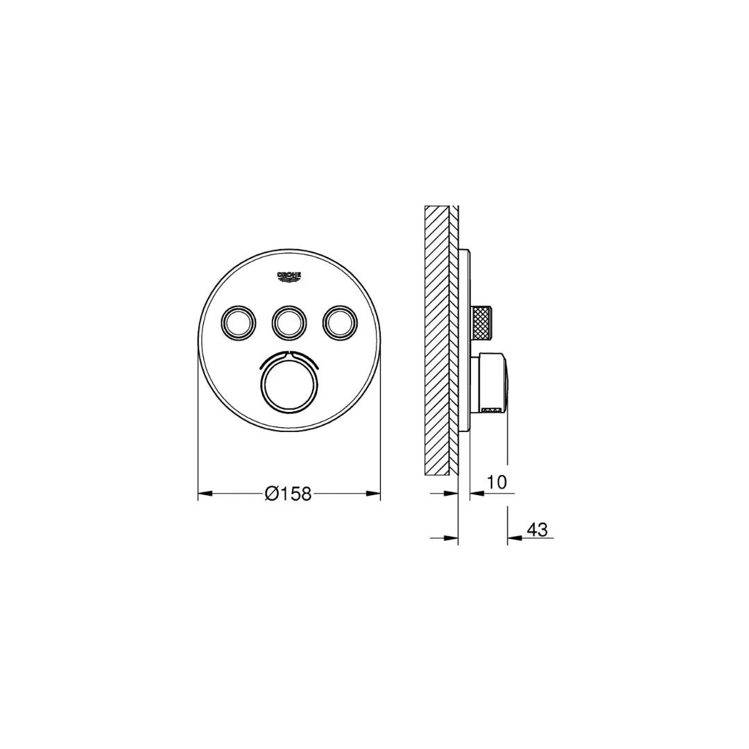 Grohe 3 Way Diverter Smartcontrol 29146000 - Chrome Finish