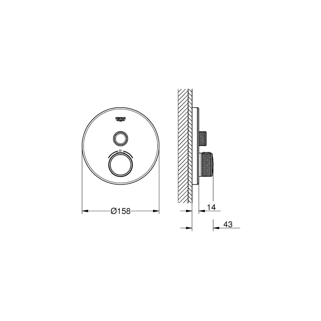 Grohe 1 Way Thermostatic Diverter Smartcontrol 29150LS0 - Moon White Finish