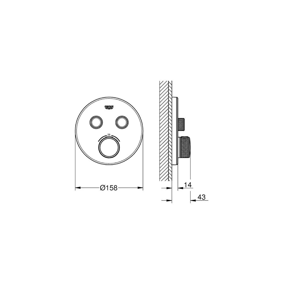 Grohe 2 Way Thermostatic Diverter Smartcontrol 29151LS0 - Moon White Finish