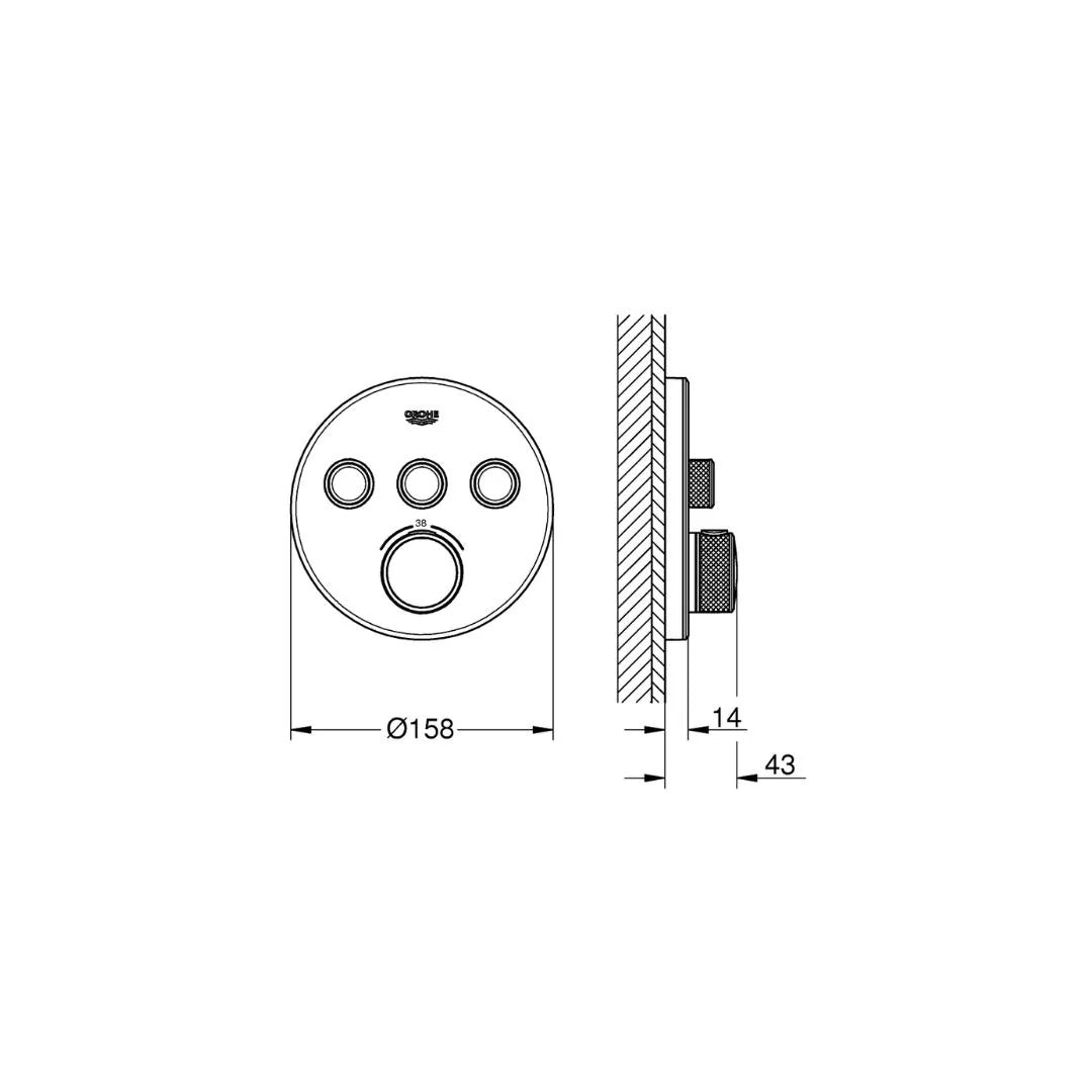 Grohe 3 Way Thermostatic Diverter Smartcontrol 29904LS0 - Moon White Finish