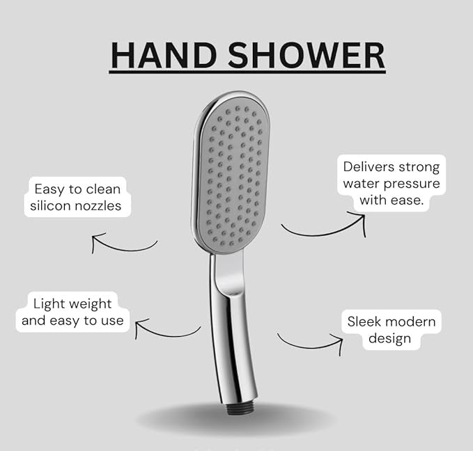 Picaso Oval Hand Shower Set with 1.5 mtr hose & hook