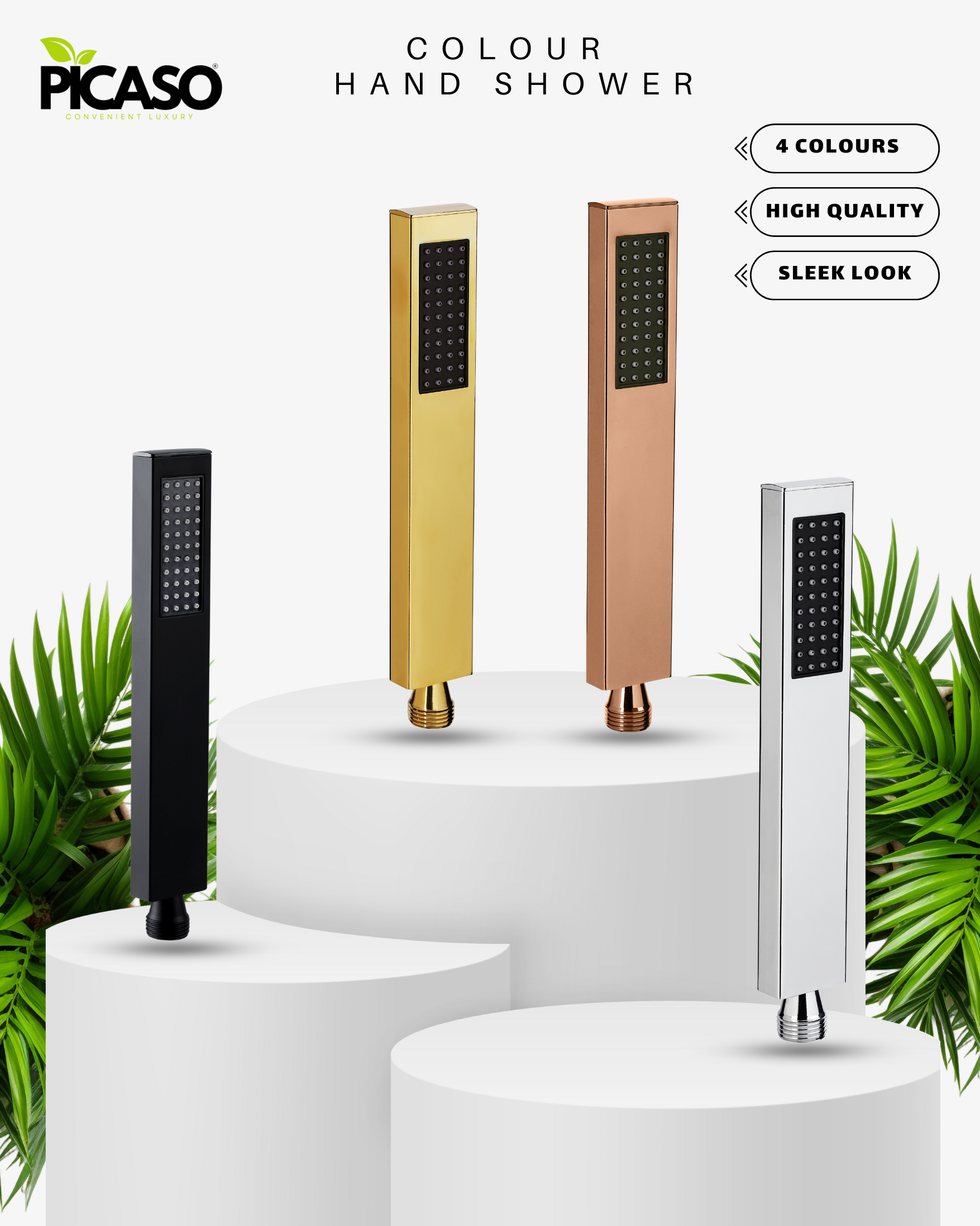 Picaso Gold Hand Shower Set with 1.5 mtr hose & hook