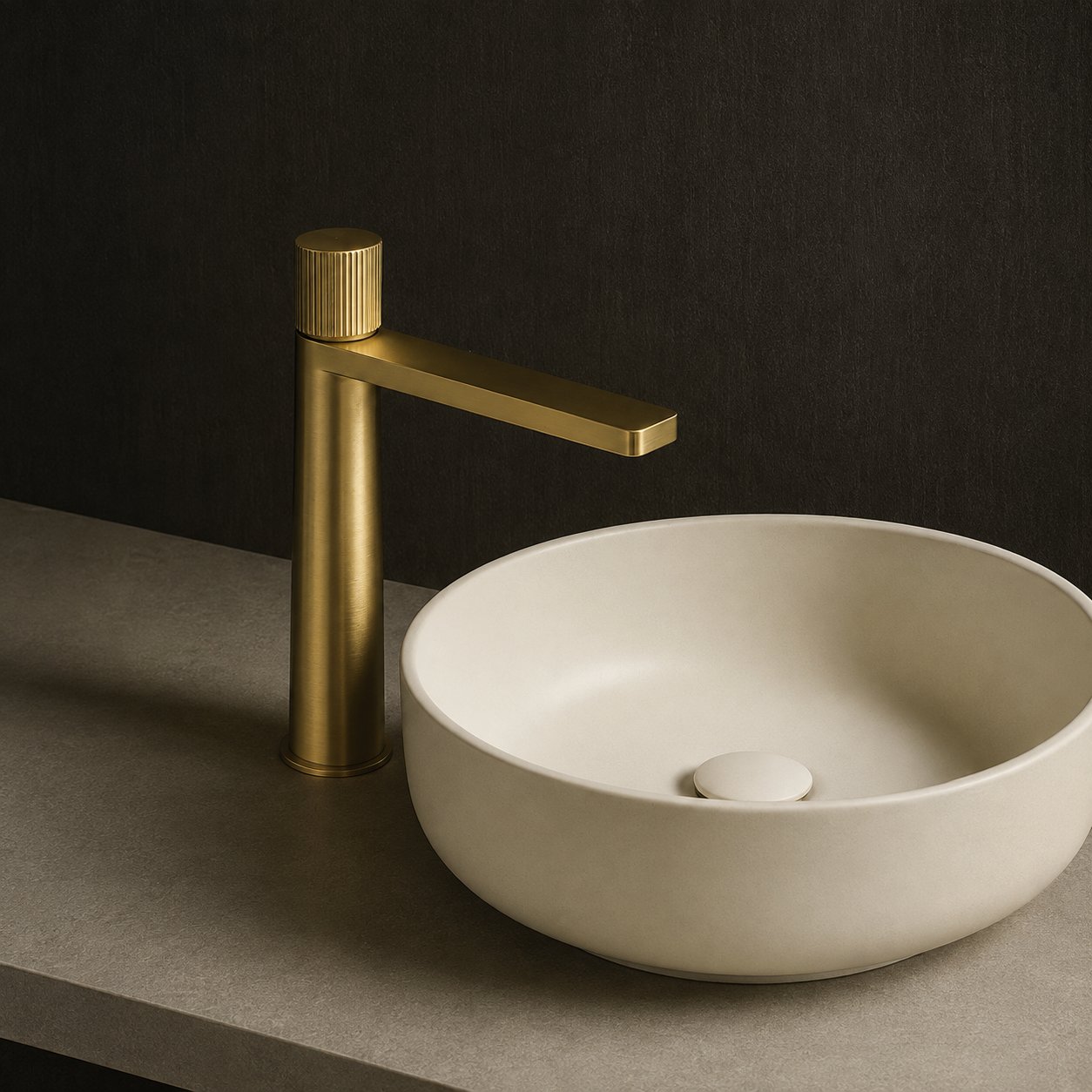 SERVEO PEBBLE SERIES BRASS TALL MIXER SV6101-BRUSH GOLD