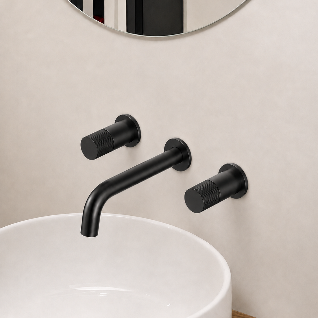 SERVEO PEBBLE SERIES WALL MOUNTED BRASS BASIN MIXER SV6201-BLACK MATT