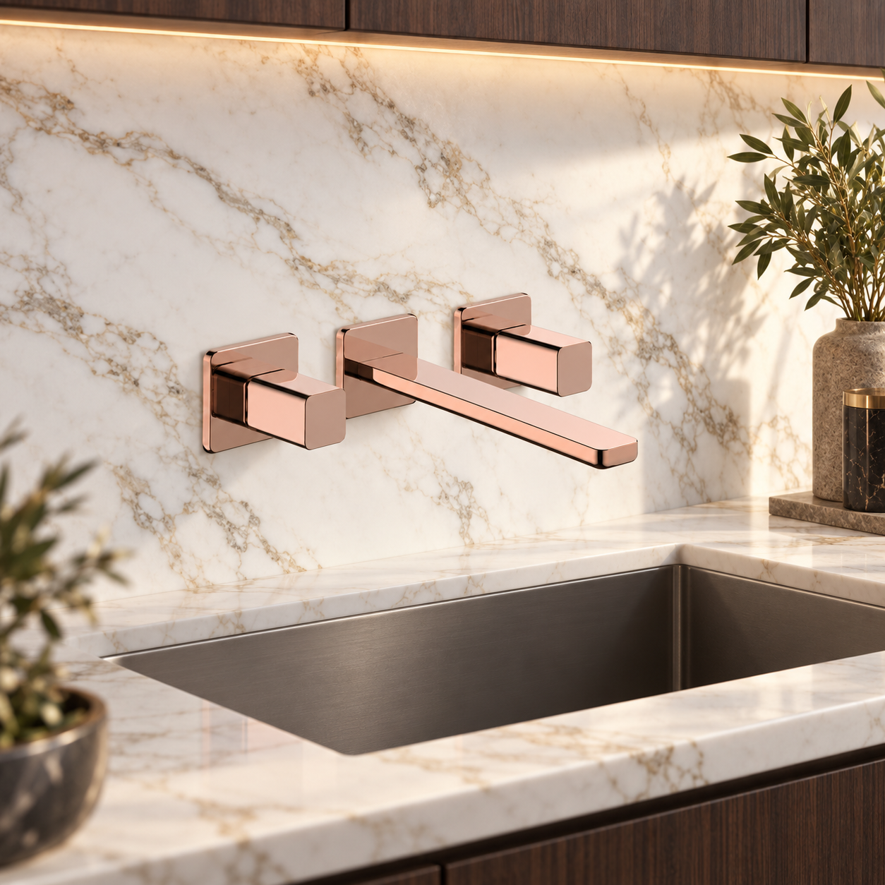 SERVEO REGALIA SERIES WALL MOUNTED BRASS BASIN MIXER SV6202-ROSE GOLD