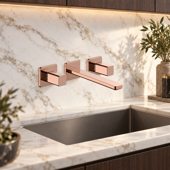 SERVEO REGALIA SERIES WALL MOUNTED BRASS BASIN MIXER SV6202-ROSE GOLD