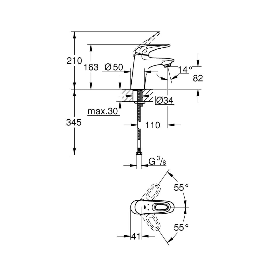 Grohe Table Mounted Tall Boy Basin Mixer Eurostyle Loop 32468003 - Chrome