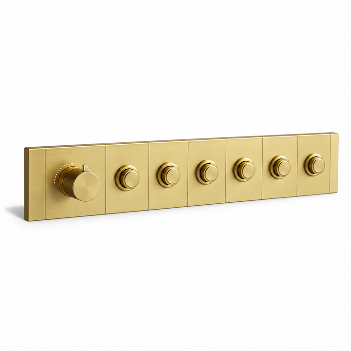 SERVEO ROYALE SERIES 6 WAY MULTI-FUCTION THEROMOSTATIC DIVERTER HORIZONTAL SV926-BG-BRUSH GOLD