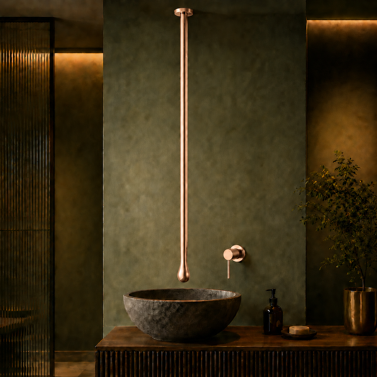 SCUBA CEILING MOUNTED BASIN FAUCET 67 INCHES WITH WITH CONCEALED MIXER SC-1103RG-ROSE GOLD