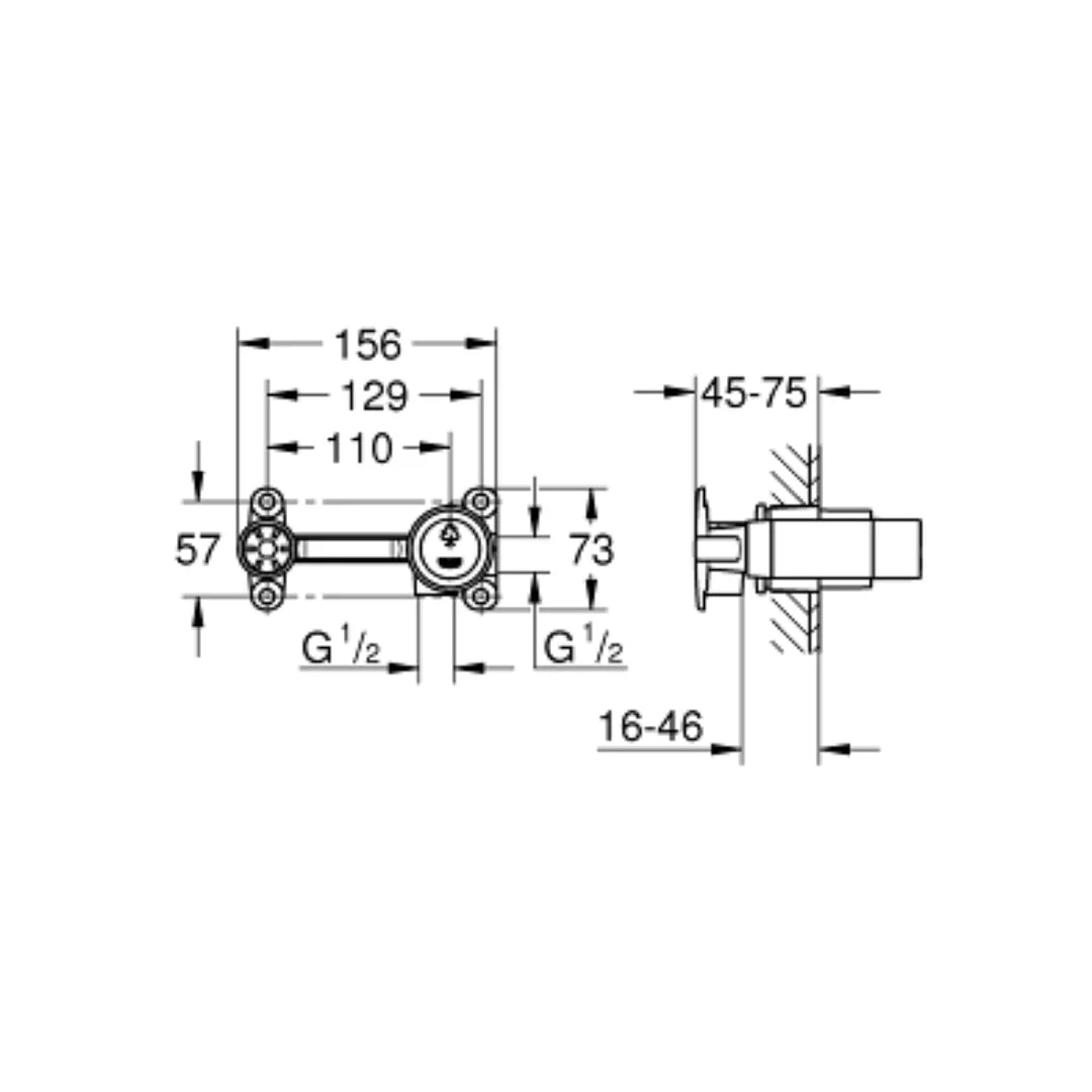 Grohe Wall Mount Basin Mixer Valve 32635000 - Chrome