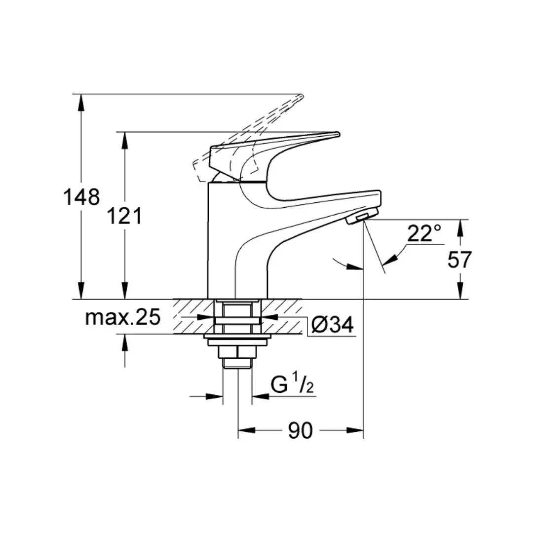Grohe Table Mounted Tall Boy Basin Tap Bauflow 32813000 - Chrome