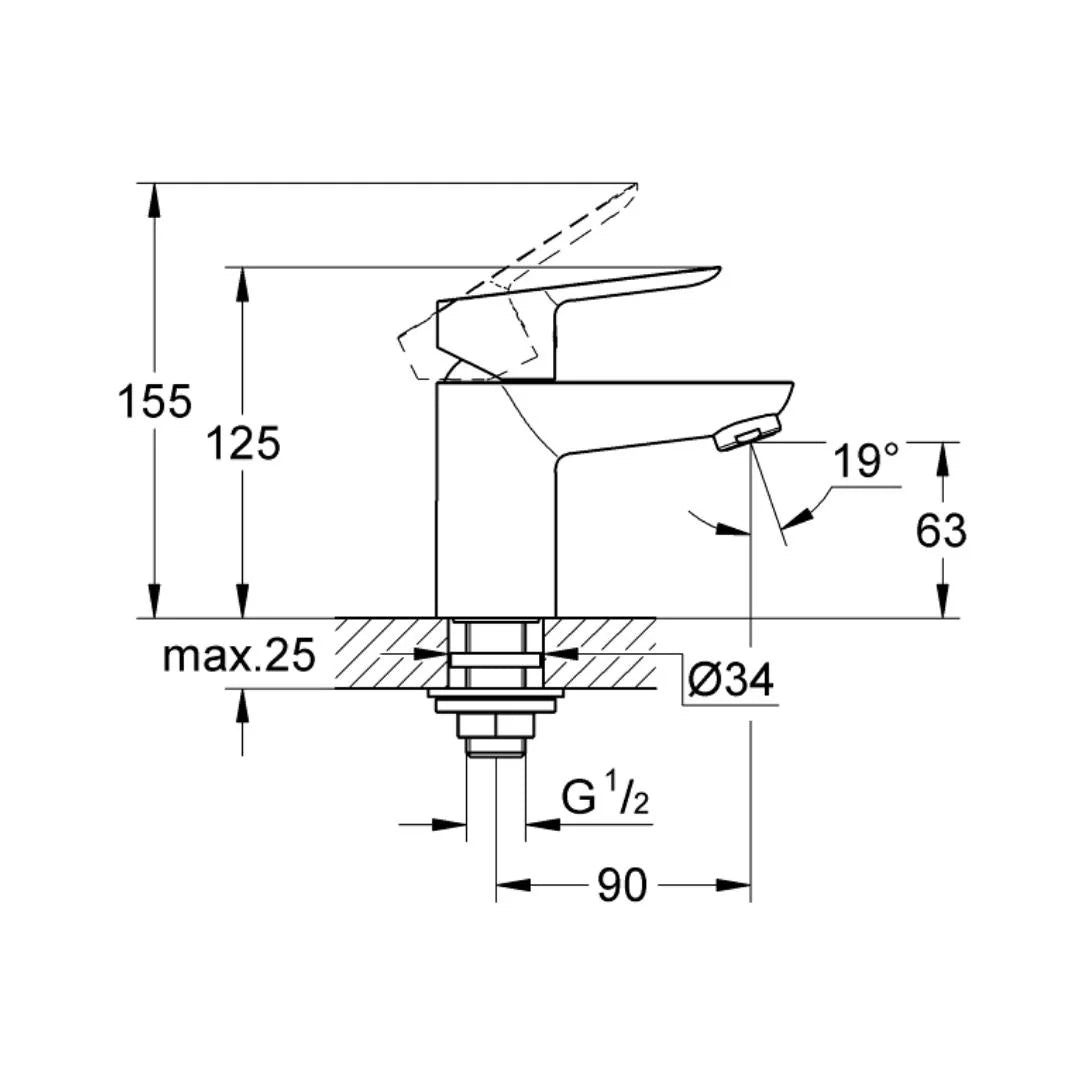 Grohe Table Mounted Tall Boy Basin Tap Bauedge 32861000 - Chrome
