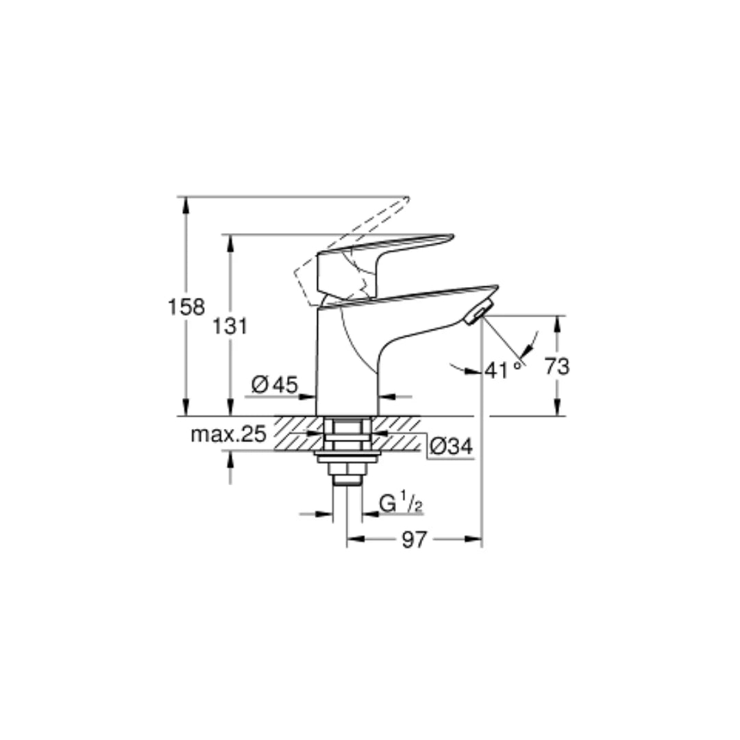 Grohe Table Mounted Tall Boy Basin Tap Bauedge 32861001 - Chrome