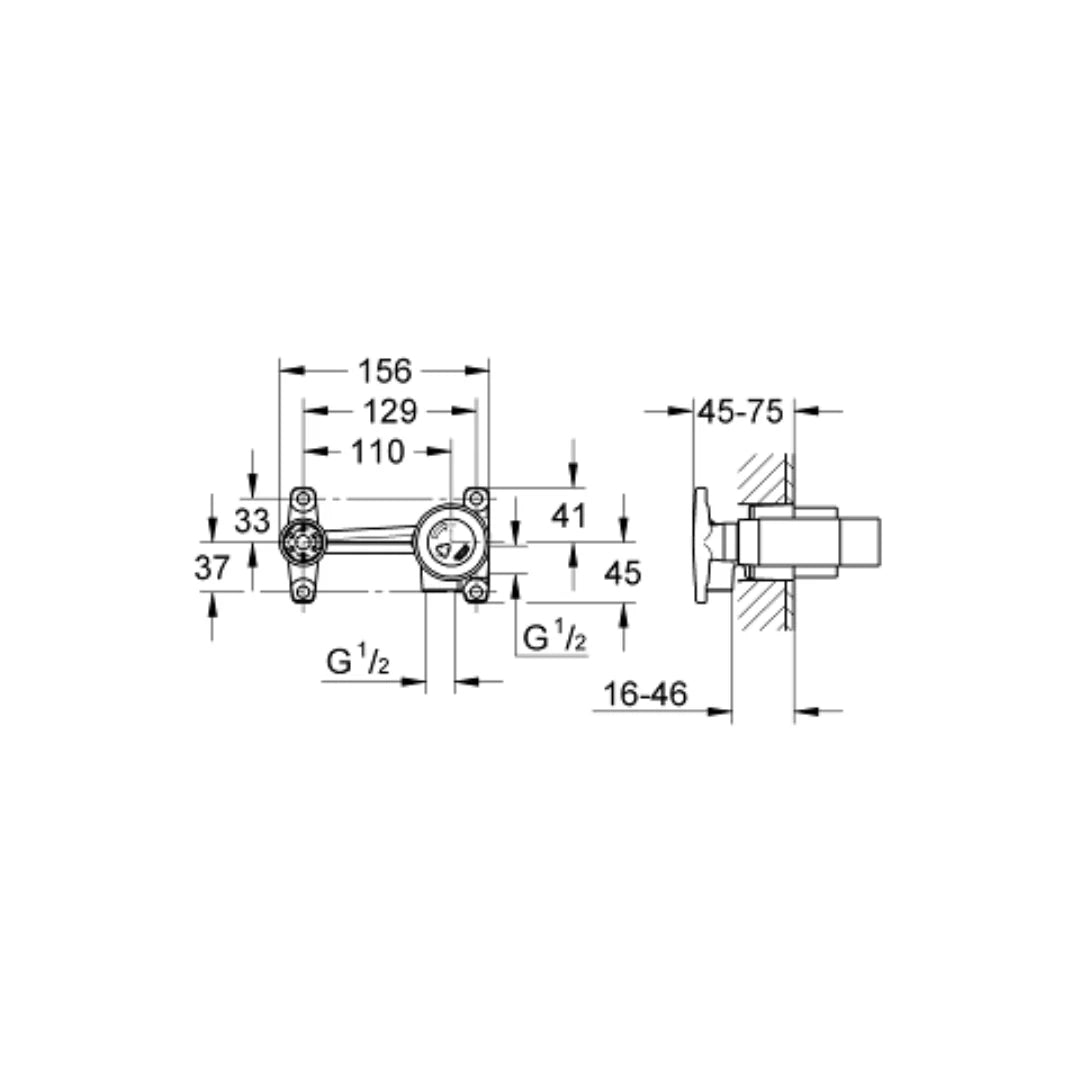 Grohe Wall Mount Basin Mixer Valve Allure 33769000 - Chrome