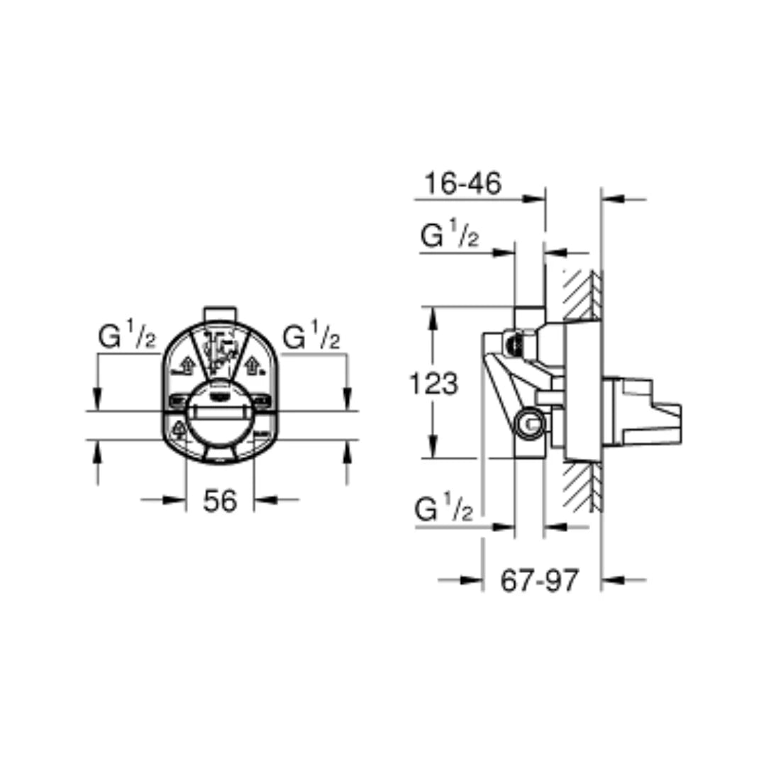 Grohe 2 Way Diverter Valve 33963000 - Chrome