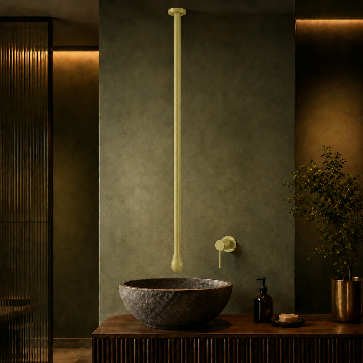 SCUBA CEILING MOUNTED BASIN FAUCET 67 INCHES WITH WITH CONCEALED MIXER SC-1103BG-BRUSHED GOLD