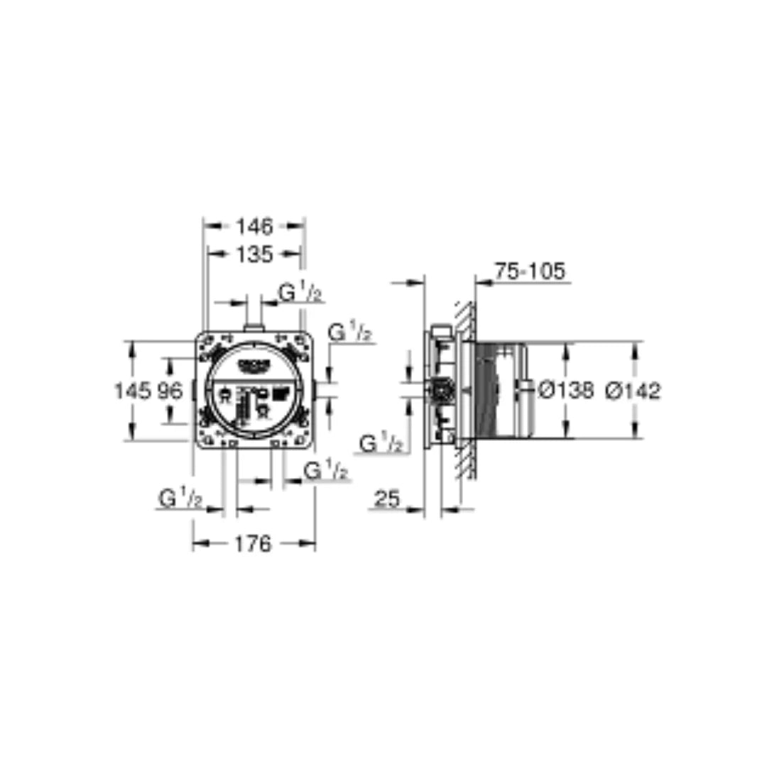 Grohe 3 Way Diverter Valve 35600000 - Chrome